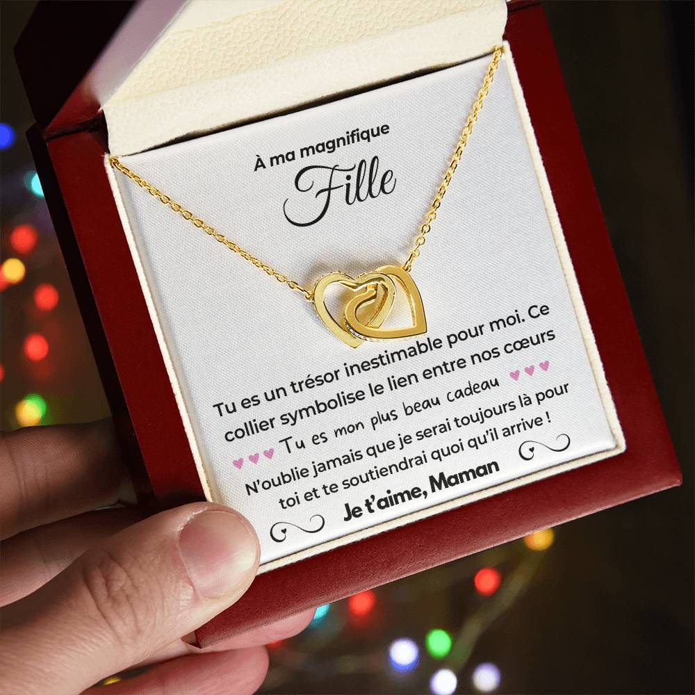 À ma Fille - Mon plus beau cadeau - Collier Dual Hearts