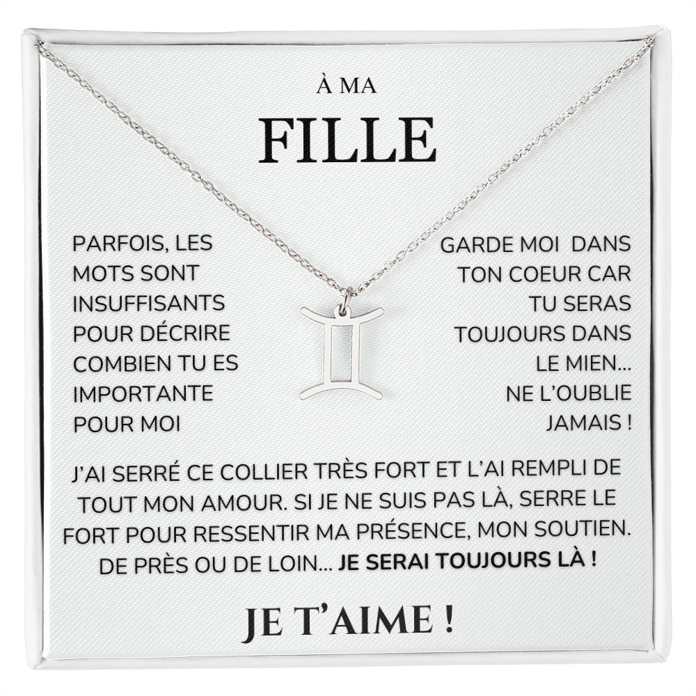 À ma Fille - garde moi dans ton cœur - Collier Signe astro
