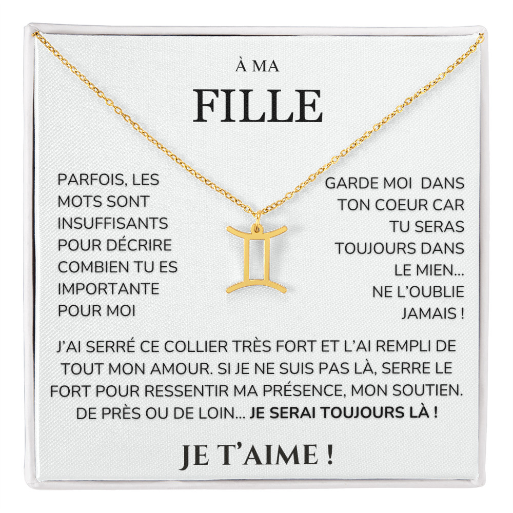 À ma Fille - garde moi dans ton cœur - Collier Signe astro