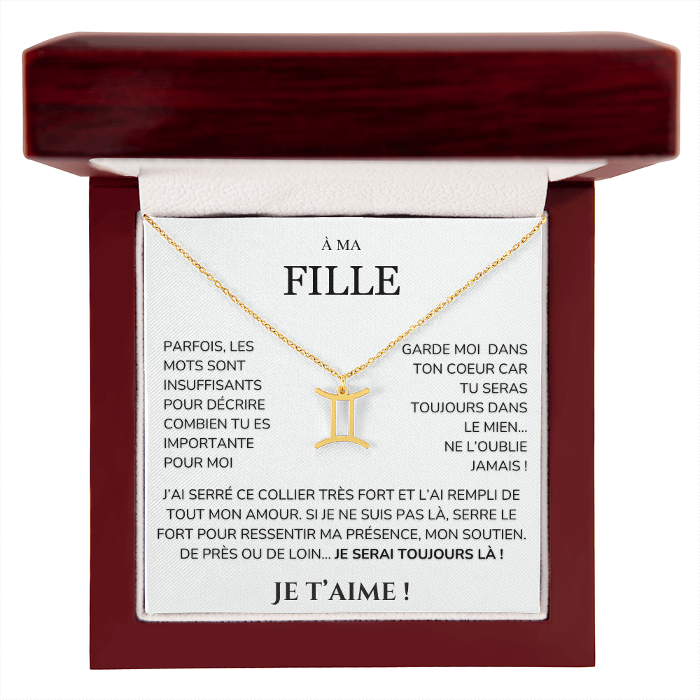 À ma Fille - garde moi dans ton cœur - Collier Signe astro