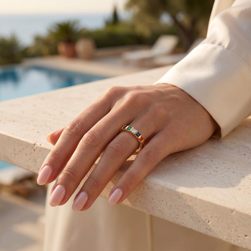 Bague 6 pierres de naissance personnalisable