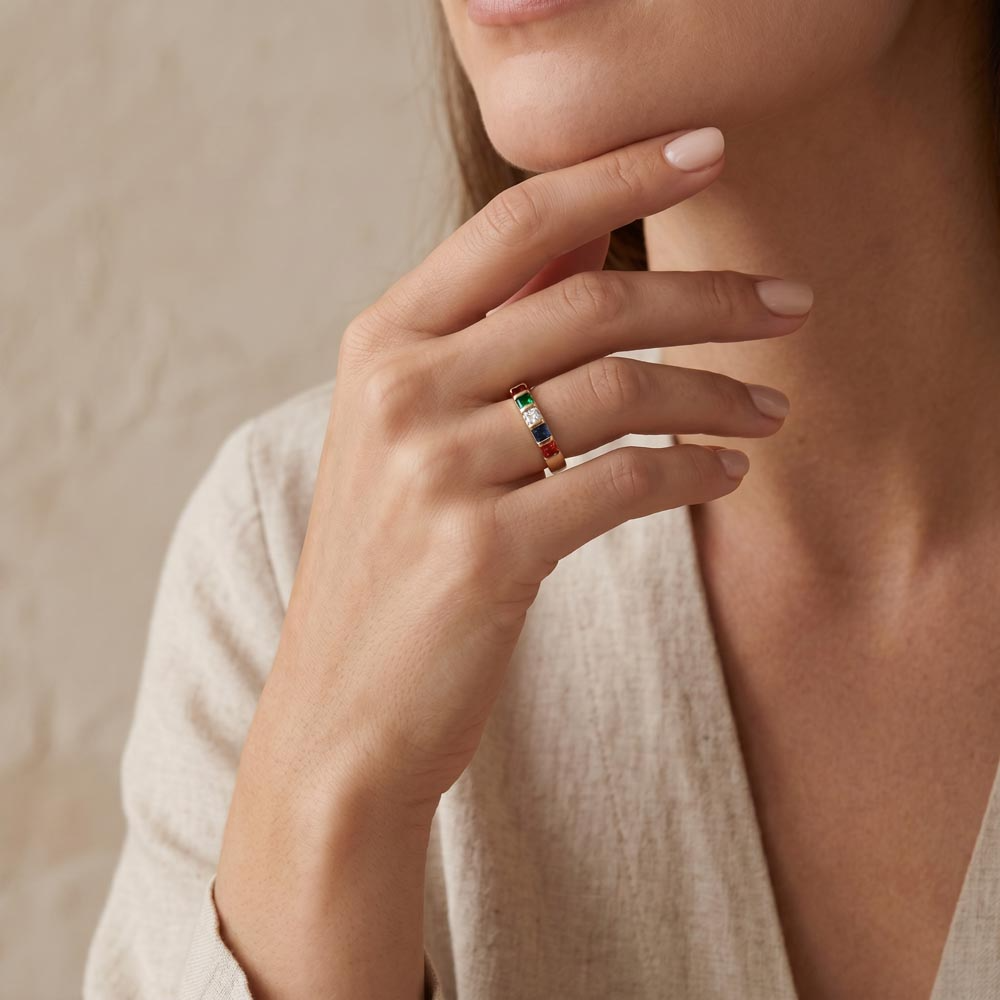 Bague 6 pierres de naissance personnalisable