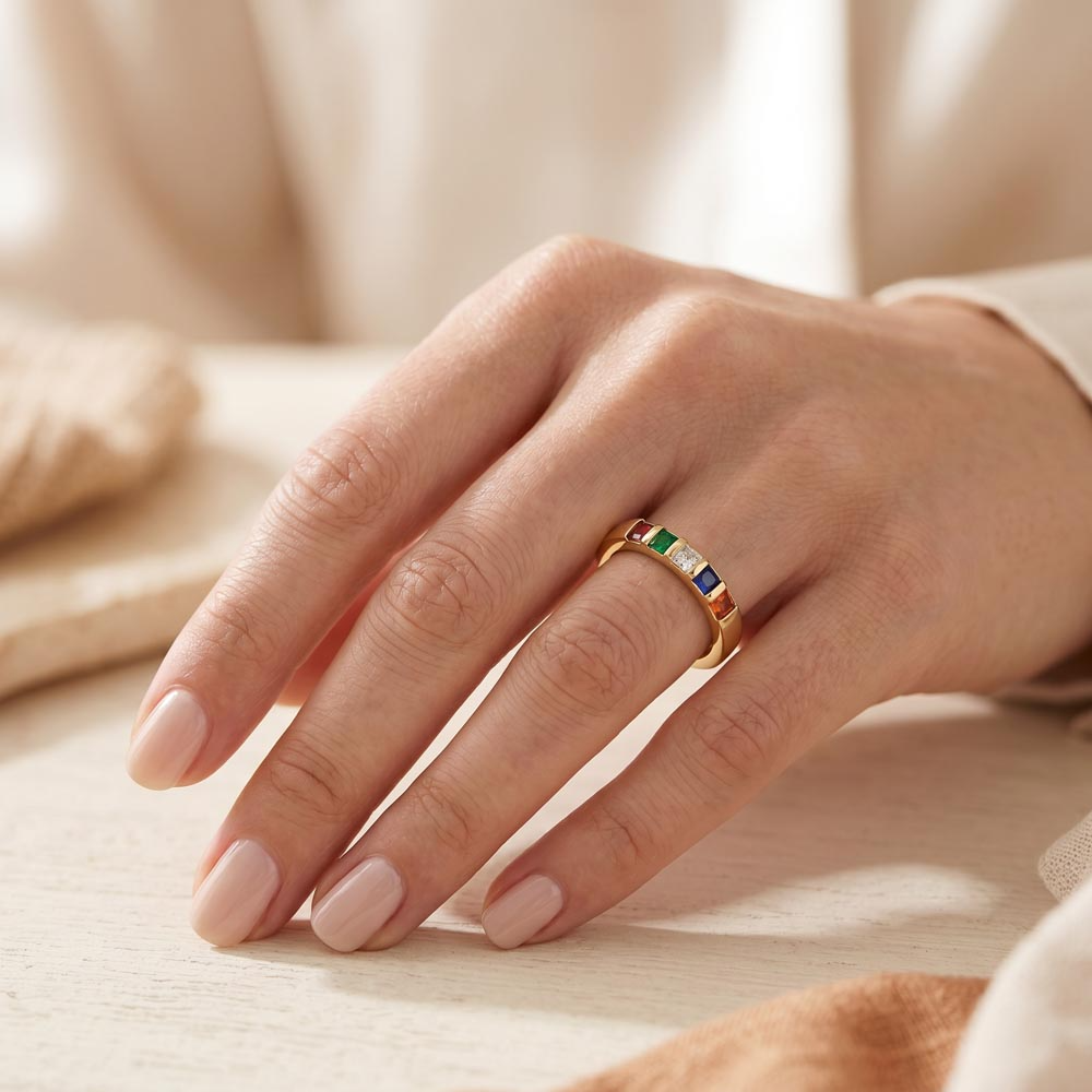 Bague 6 pierres de naissance personnalisable
