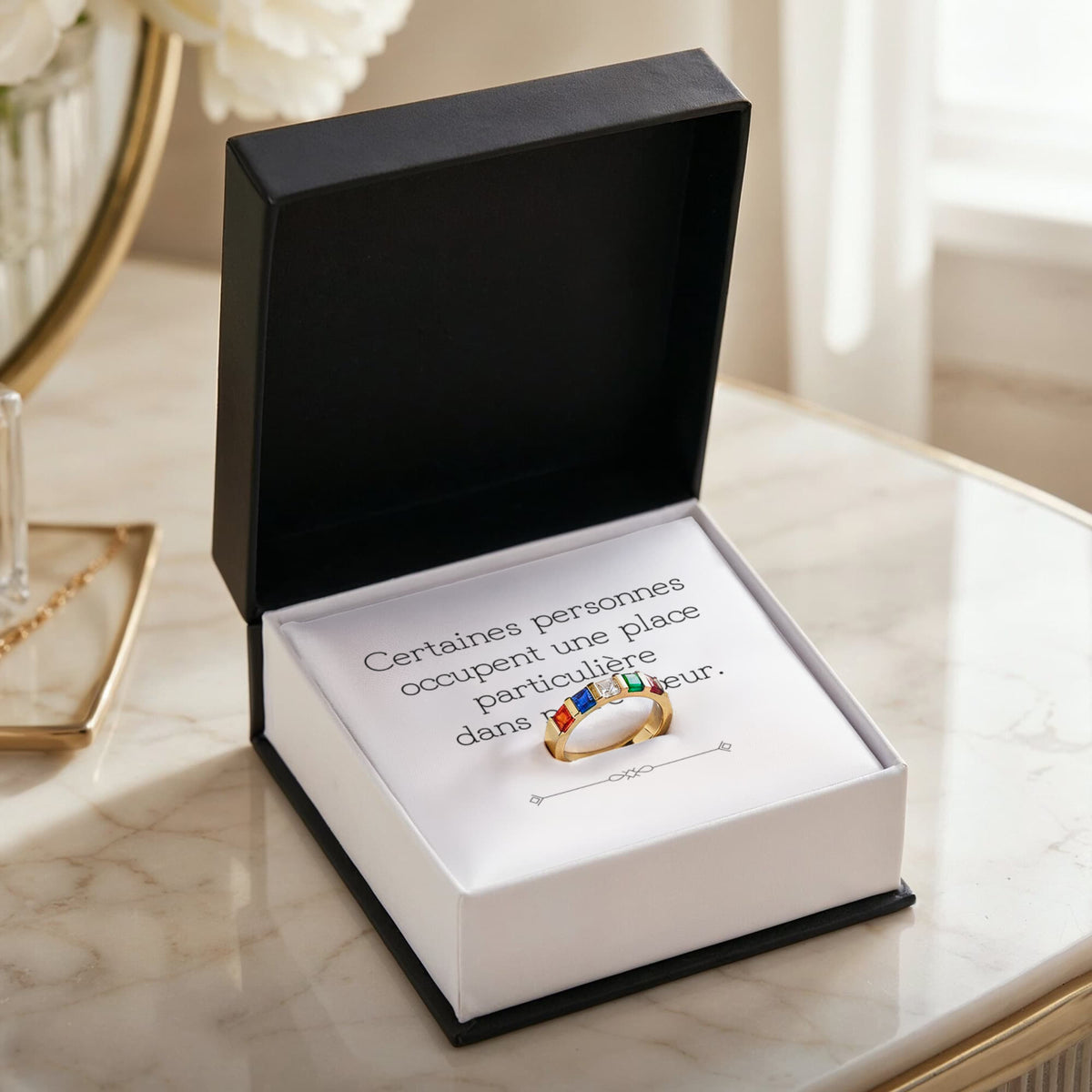 Bague 6 pierres de naissance personnalisable