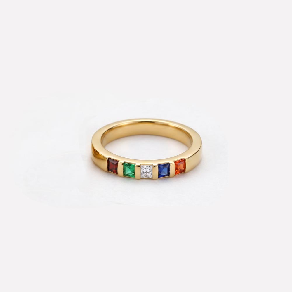 Bague 6 pierres de naissance personnalisable