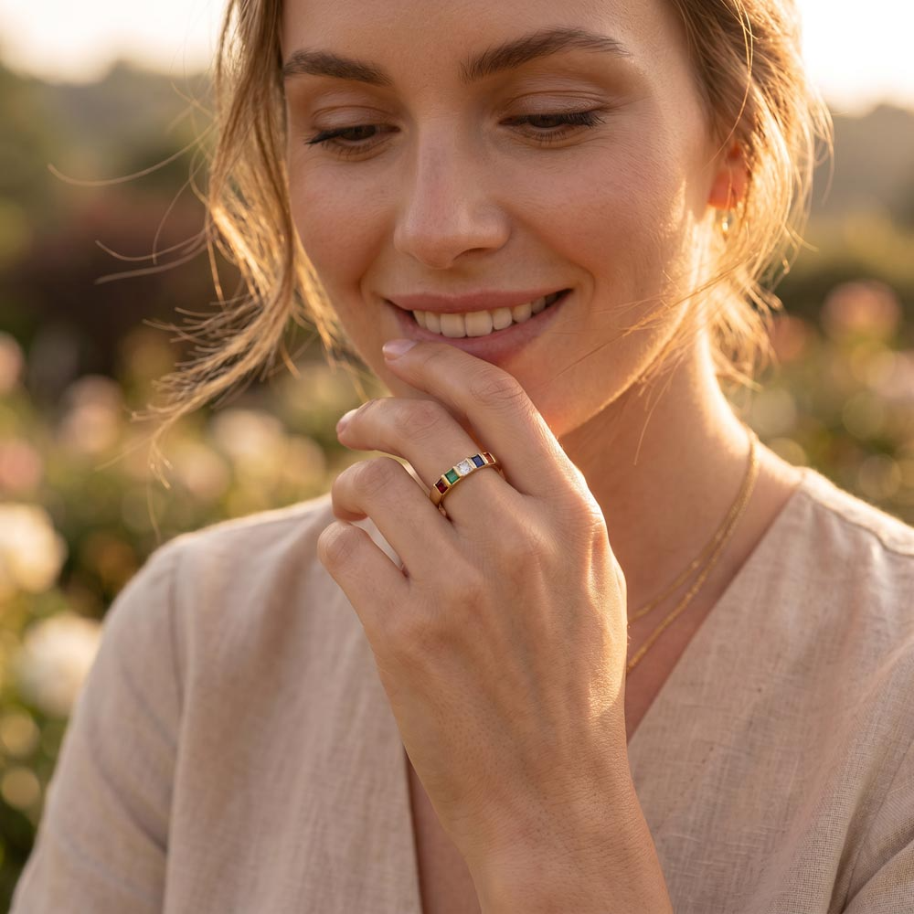 Bague 6 pierres de naissance personnalisable