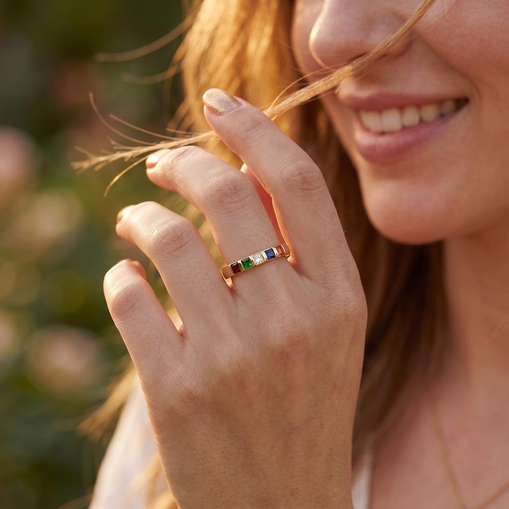 Bague 6 pierres de naissance personnalisable