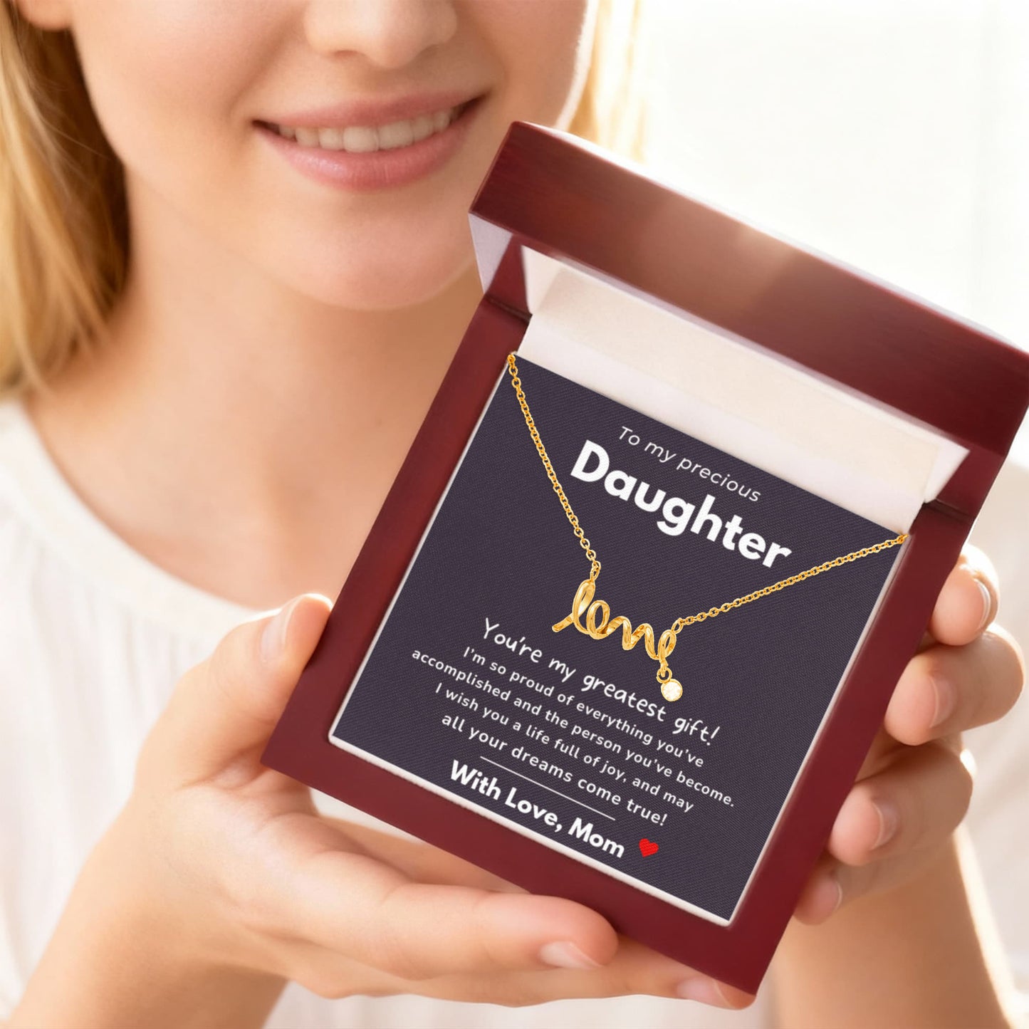 To my Daughter - My greatest gift - Scripted Love Necklace