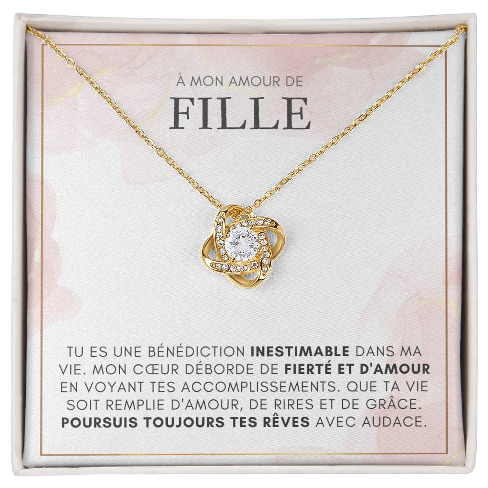 À ma Fille - Mon coeur déborde de fierté - Collier Love Knot