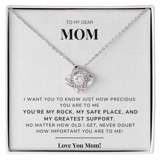 To my Mom - You're my rock - Love Knot Necklace