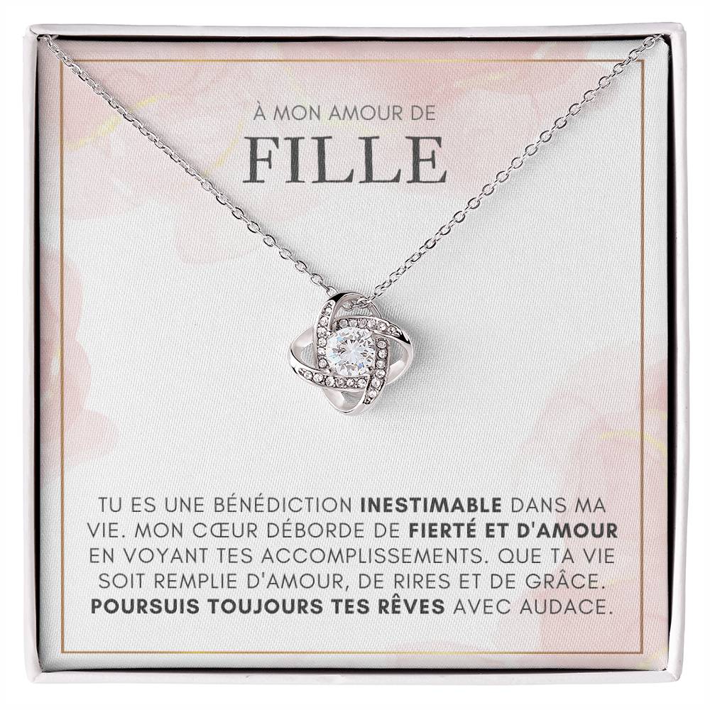 À ma Fille - Mon coeur déborde de fierté - Collier Love Knot