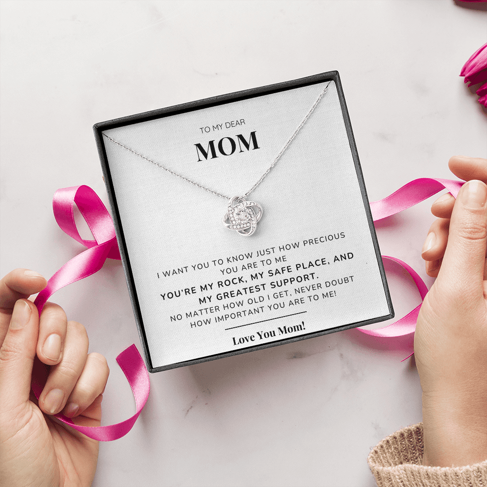 To my Mom - You're my rock - Love Knot Necklace