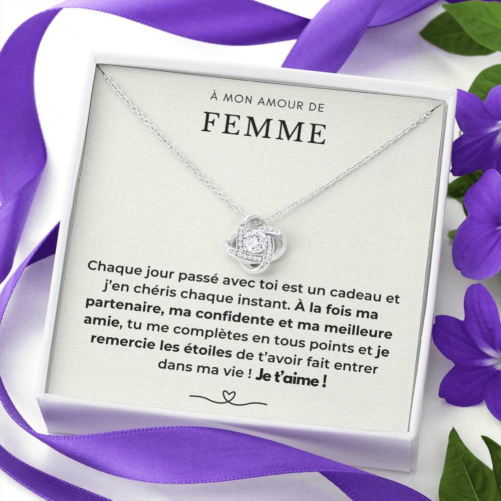 À ma Femme - Chaque jour est un cadeau - Collier Love Knot