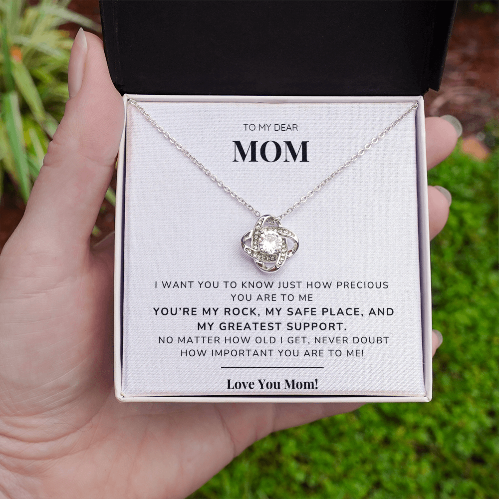 To my Mom - You're my rock - Love Knot Necklace