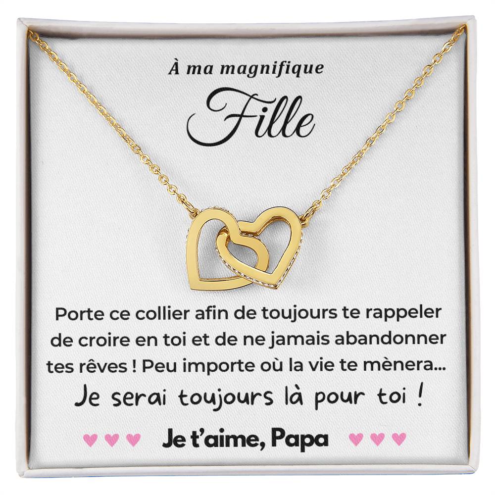 À ma Fille - Je serai toujours là - Collier Dual Hearts