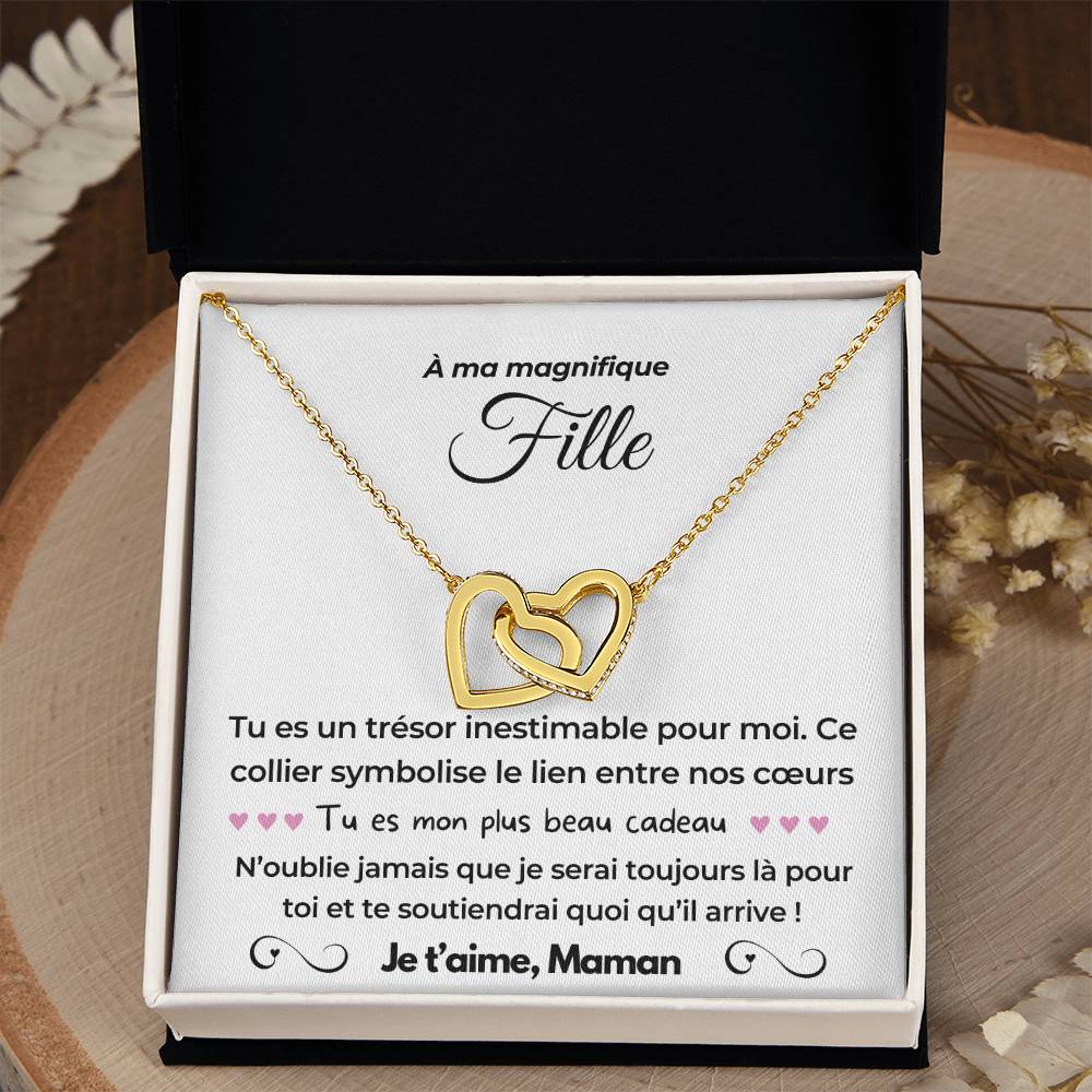 À ma Fille - Mon plus beau cadeau - Collier Dual Hearts