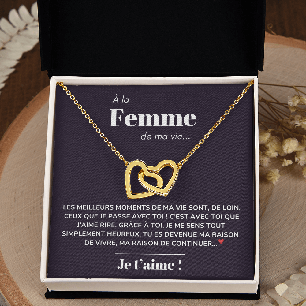 À ma Femme - Ma raison de vivre - Collier "Cœurs entrelacés"