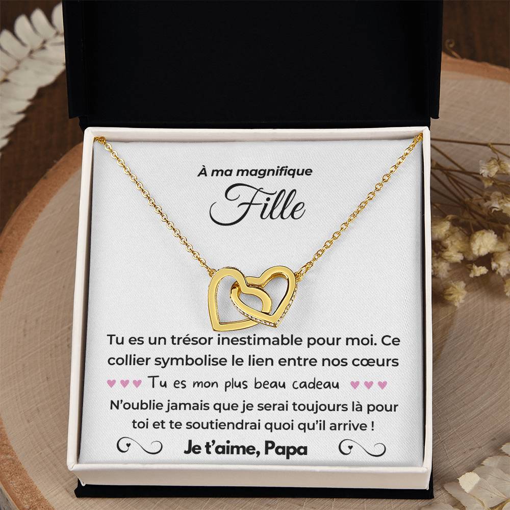 À ma Fille - Mon plus beau cadeau - Collier Dual Hearts