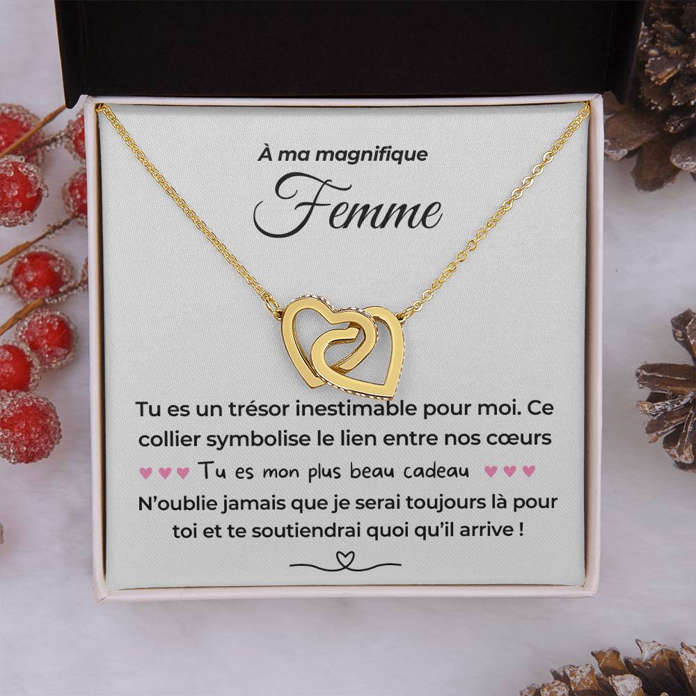 À ma Femme - Mon plus beau cadeau - Collier Dual Hearts