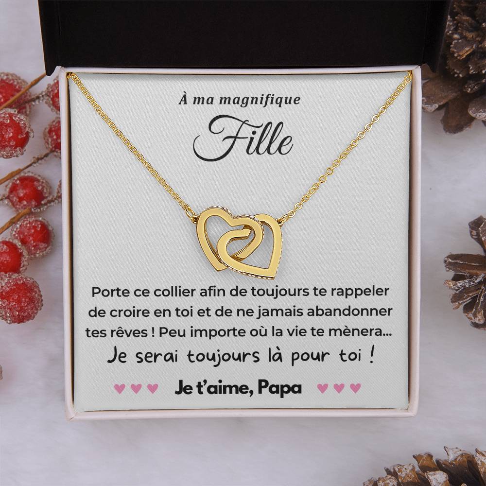 À ma Fille - Je serai toujours là - Collier Dual Hearts