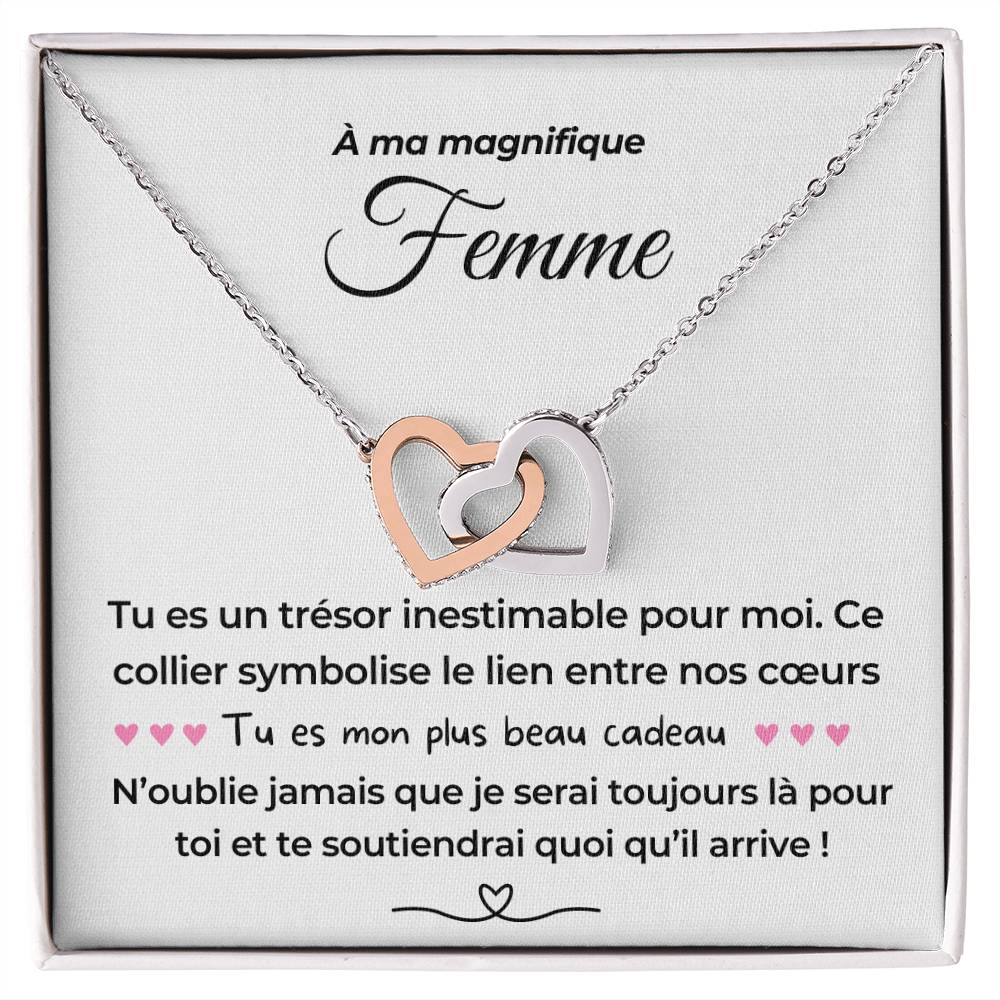 À ma Femme - Mon plus beau cadeau - Collier Dual Hearts