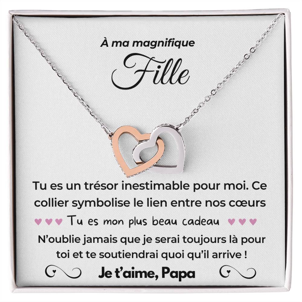 À ma Fille - Mon plus beau cadeau - Collier Dual Hearts