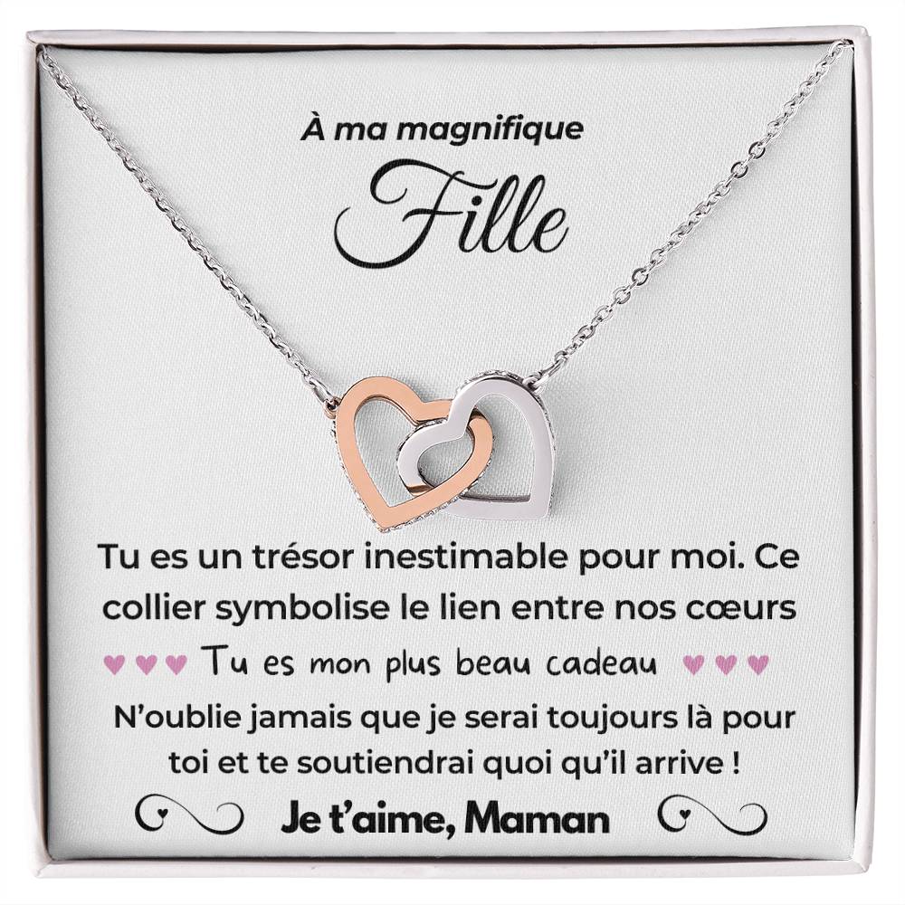 À ma Fille - Mon plus beau cadeau - Collier Dual Hearts