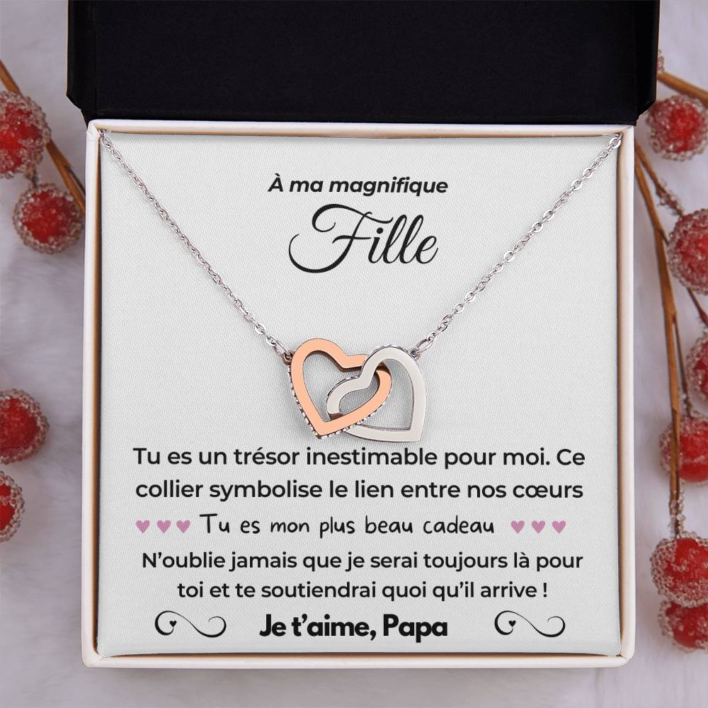 À ma Fille - Mon plus beau cadeau - Collier Dual Hearts