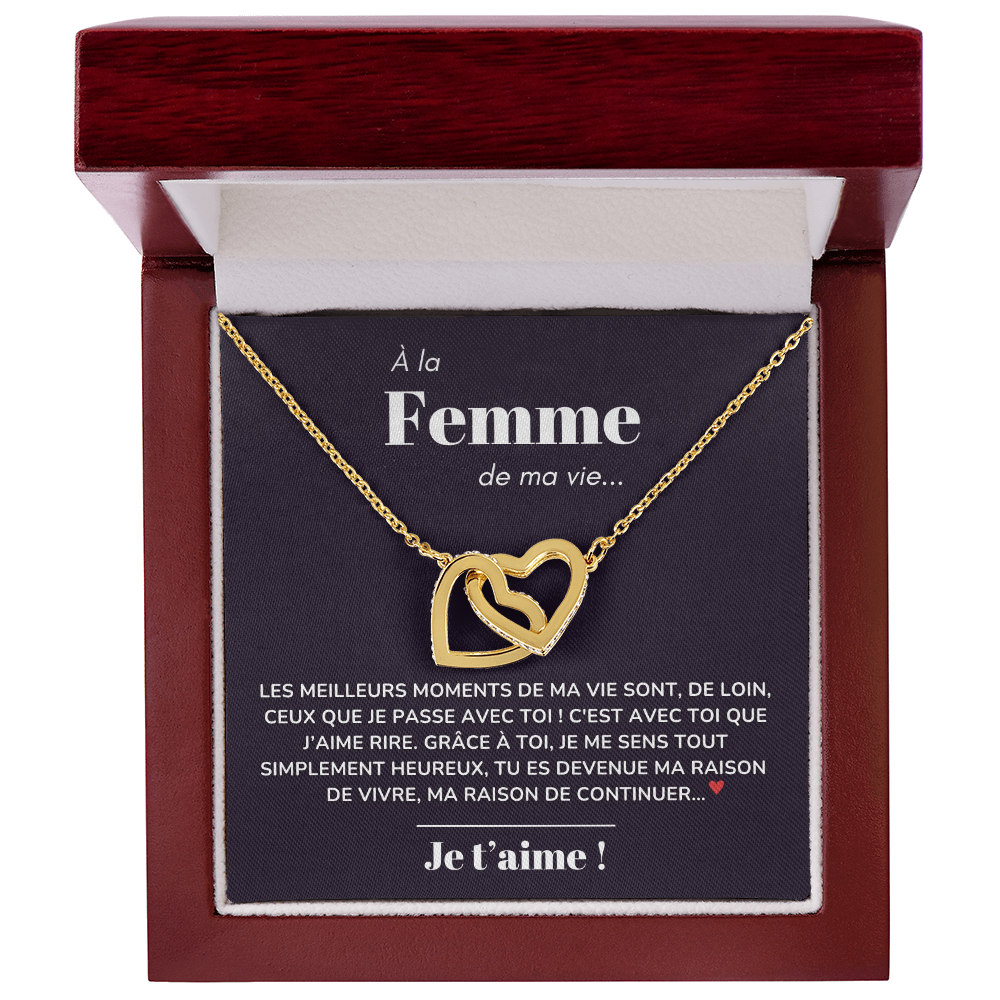 À ma Femme - Ma raison de vivre - Collier "Cœurs entrelacés"