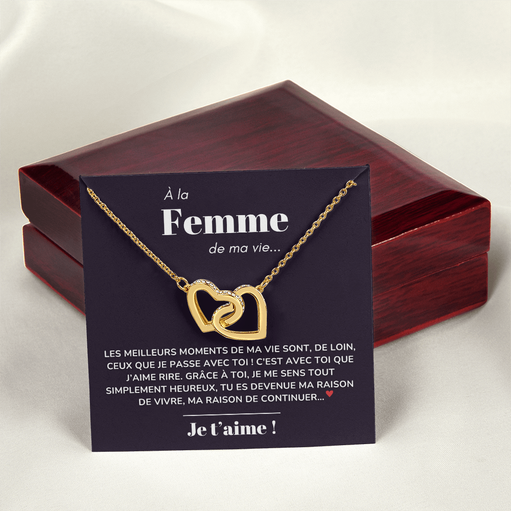 À ma Femme - Ma raison de vivre - Collier "Cœurs entrelacés"