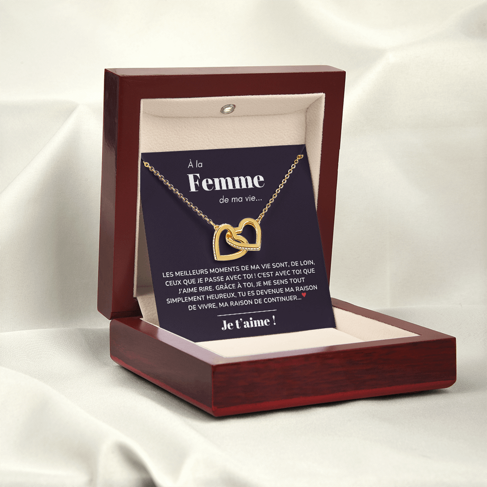 À ma Femme - Ma raison de vivre - Collier "Cœurs entrelacés"
