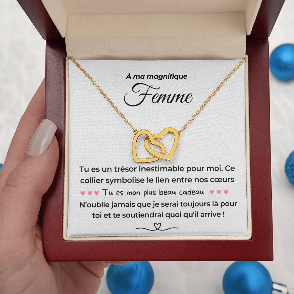 À ma Femme - Mon plus beau cadeau - Collier Dual Hearts