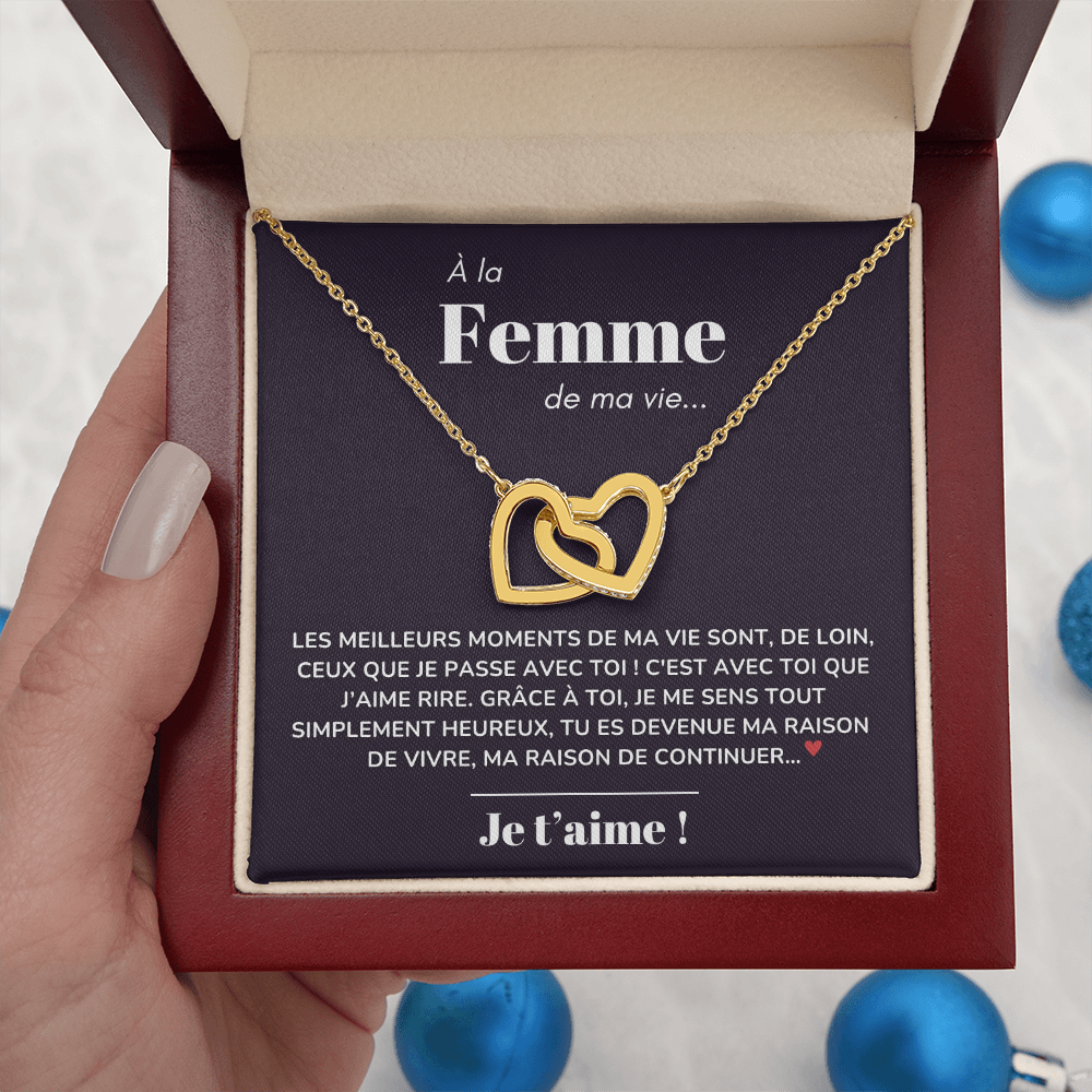 À ma Femme - Ma raison de vivre - Collier "Cœurs entrelacés"