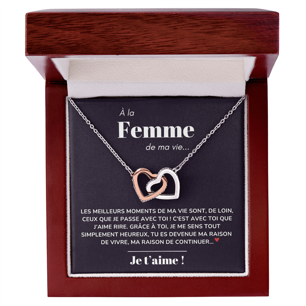 À ma Femme - Ma raison de vivre - Collier "Cœurs entrelacés"