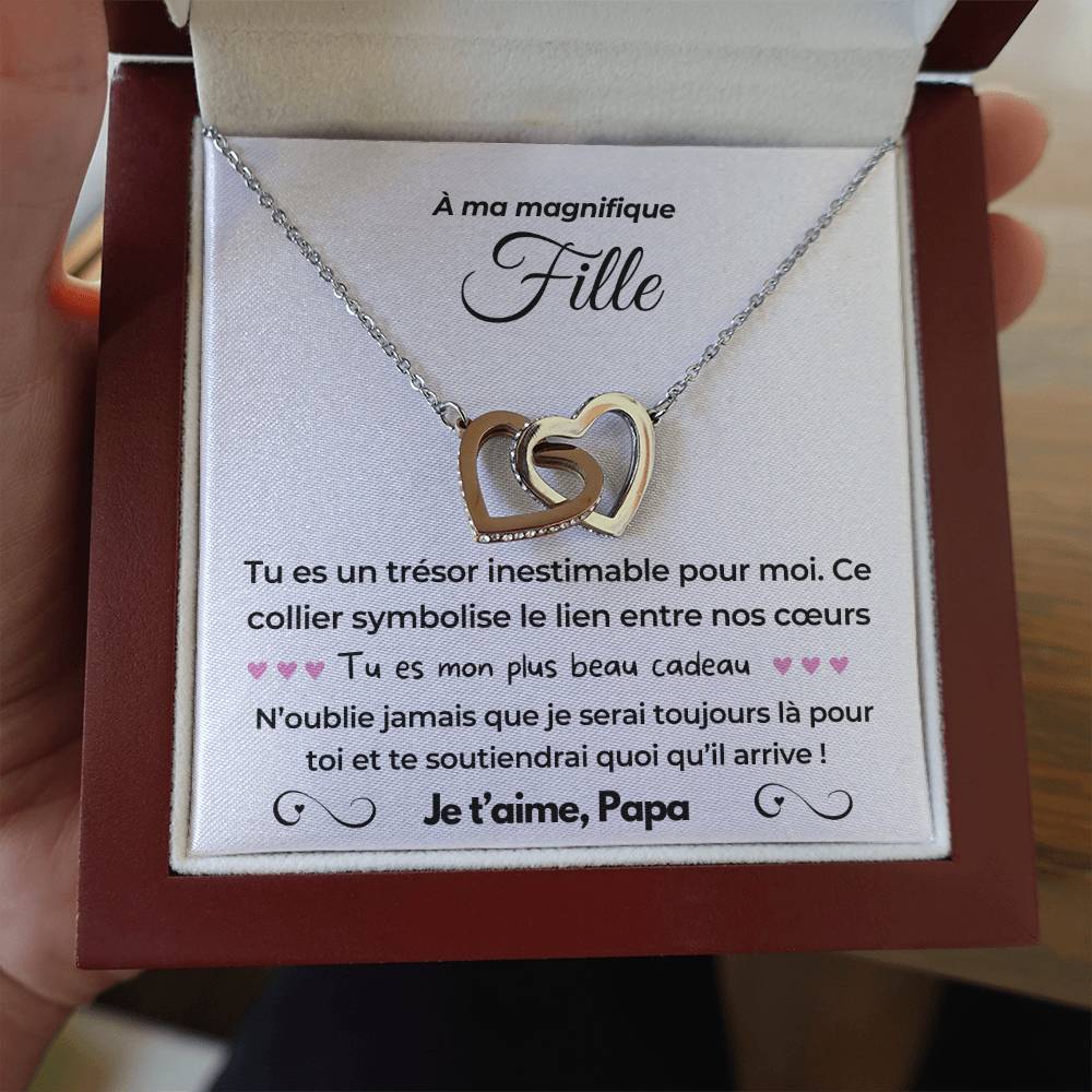 À ma Fille - Mon plus beau cadeau - Collier Dual Hearts