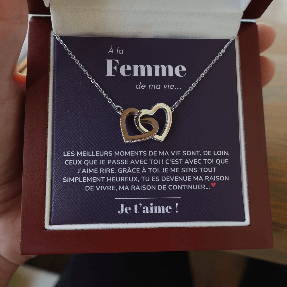 À ma Femme - Ma raison de vivre - Collier "Cœurs entrelacés"
