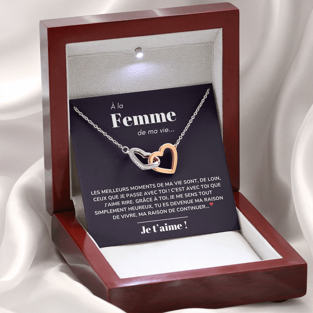 À ma Femme - Ma raison de vivre - Collier "Cœurs entrelacés"