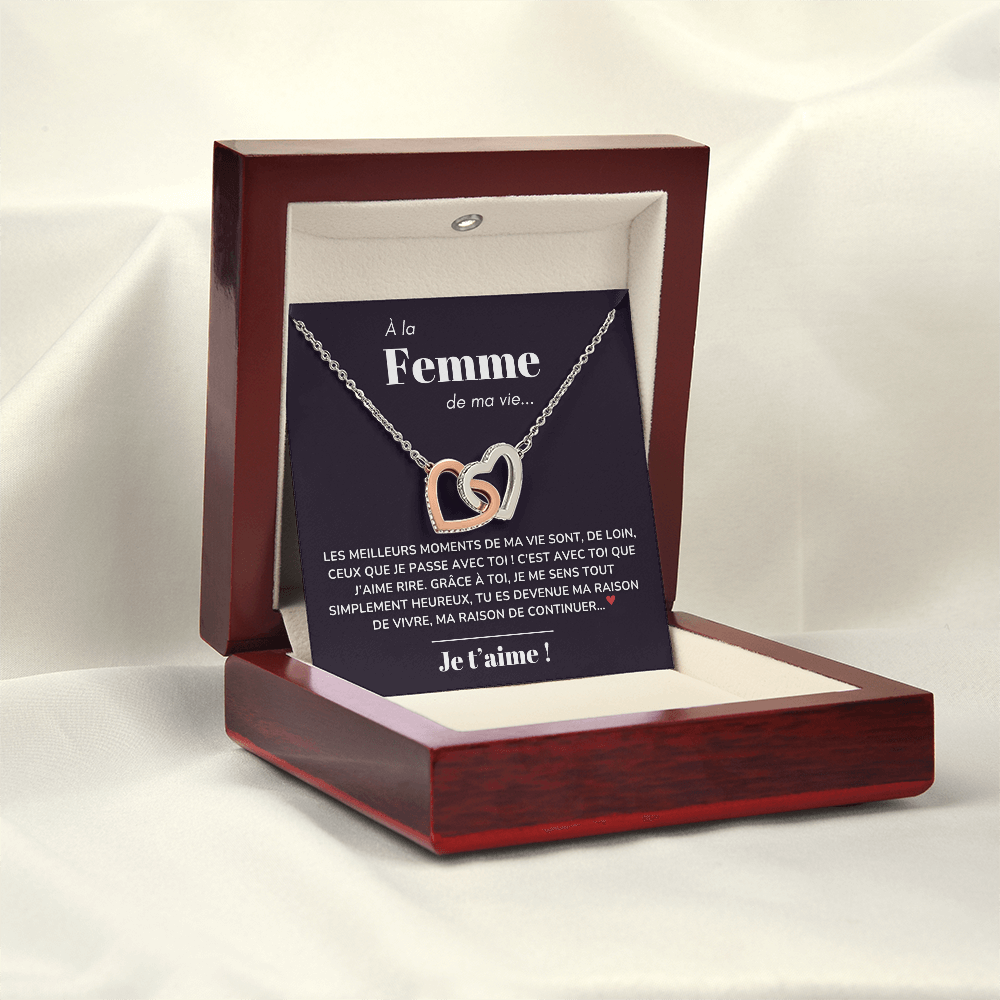 À ma Femme - Ma raison de vivre - Collier "Cœurs entrelacés"