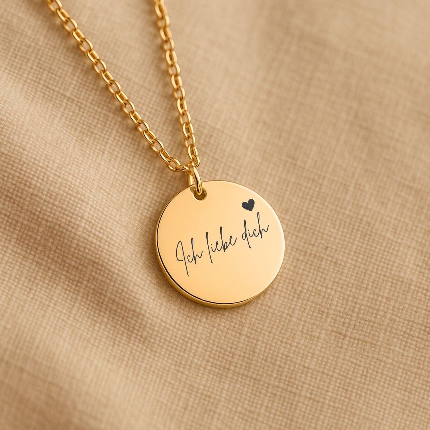 "Love you" Coin Necklace - Ich liebe dich (Deutsch)