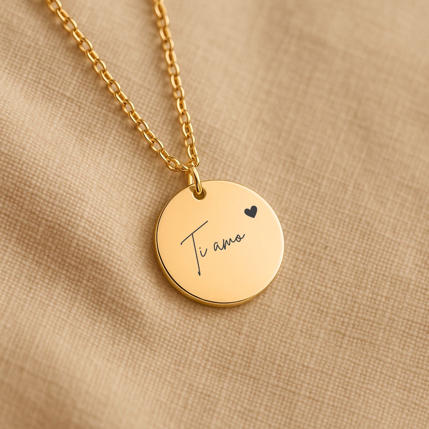 "Love you" Coin Necklace - Ti amo (Italian)
