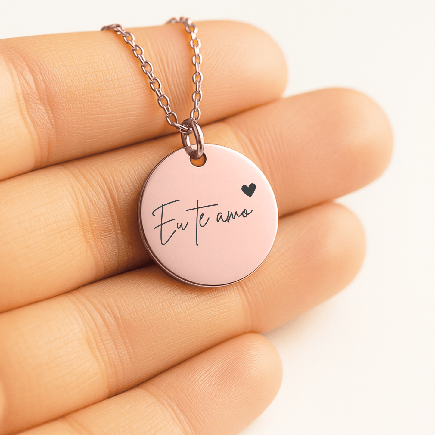 "Love you" Coin Necklace - Eu te amo (Portuguese)