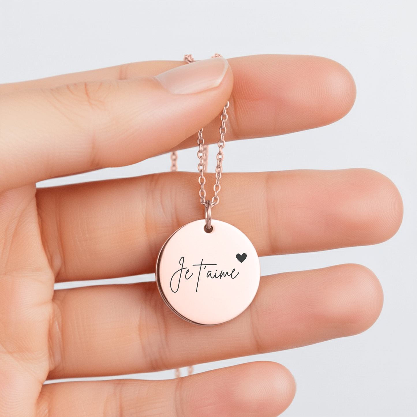 "Love You" Coin Necklace - Je t'aime (French)