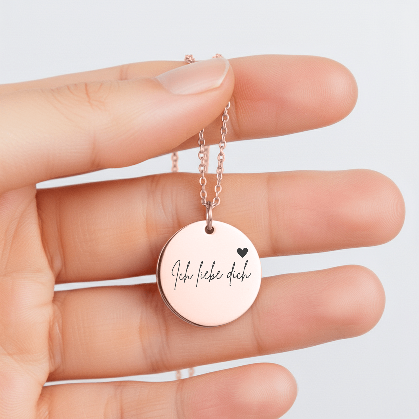 "Love you" Coin Necklace - Ich liebe dich (Deutsch)