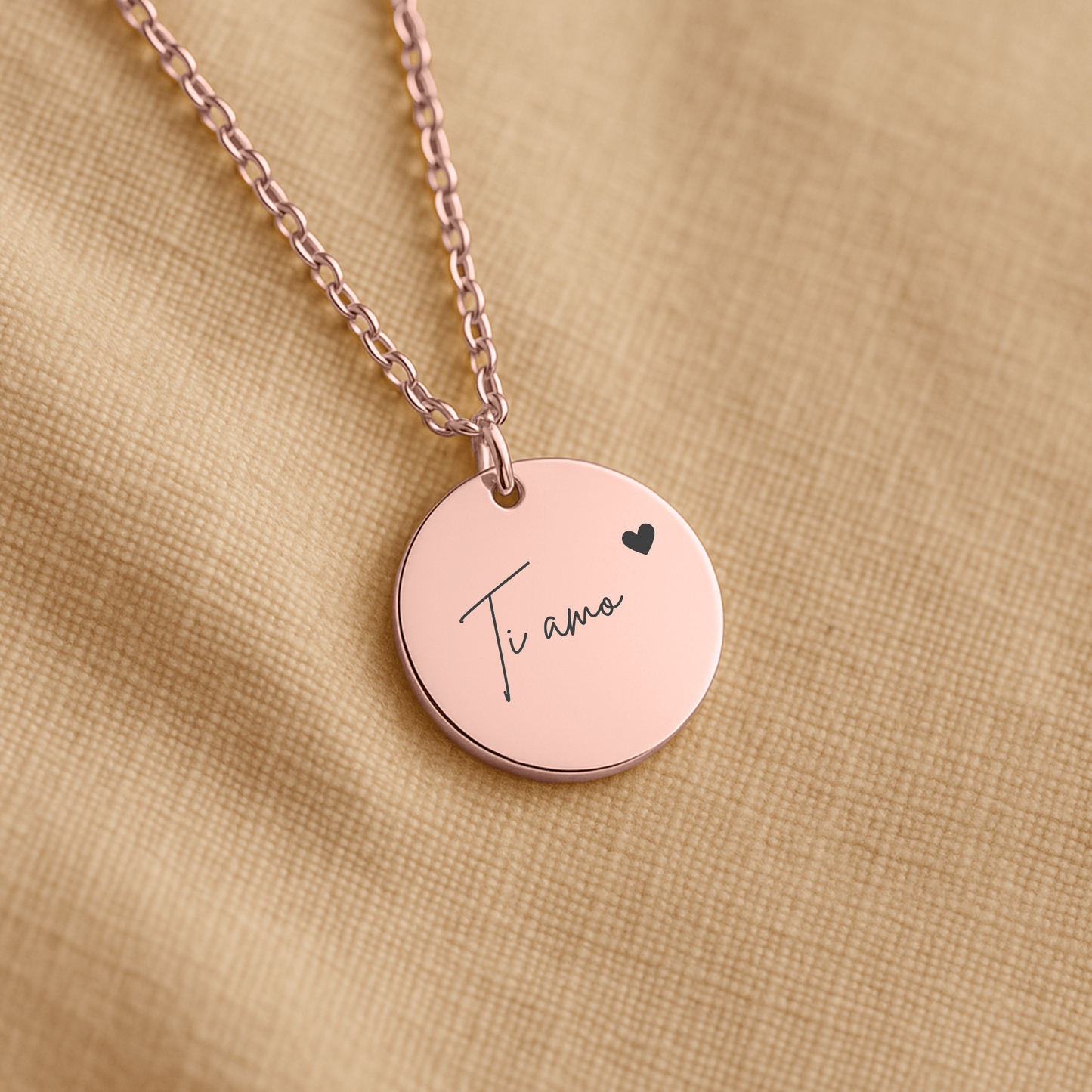 "Love you" Coin Necklace - Ti amo (Italian)