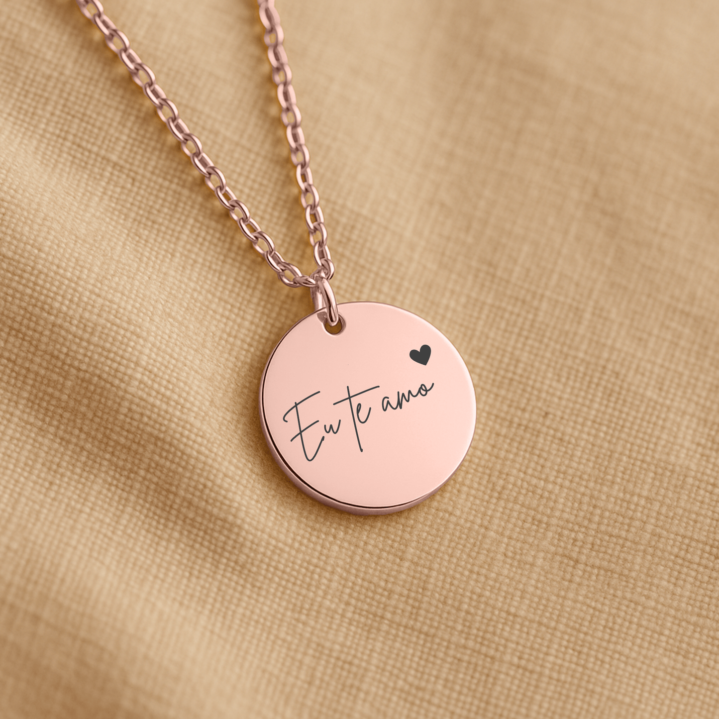 "Love you" Coin Necklace - Eu te amo (Portuguese)