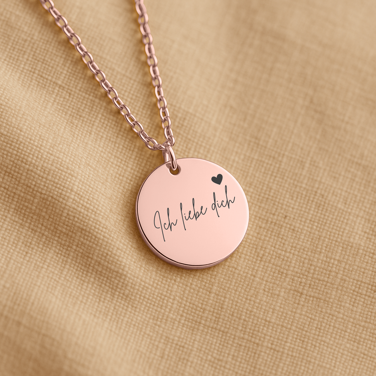"Love you" Coin Necklace - Ich liebe dich (Deutsch)