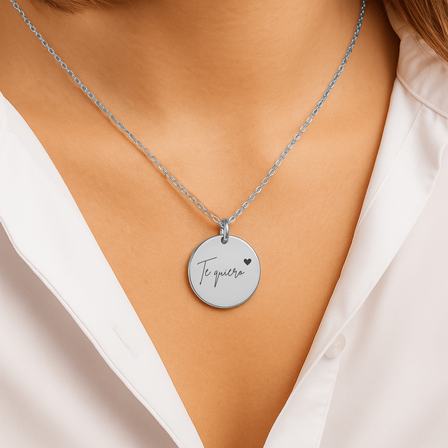 "Love you" Coin Necklace - Te quiero (Spanish)