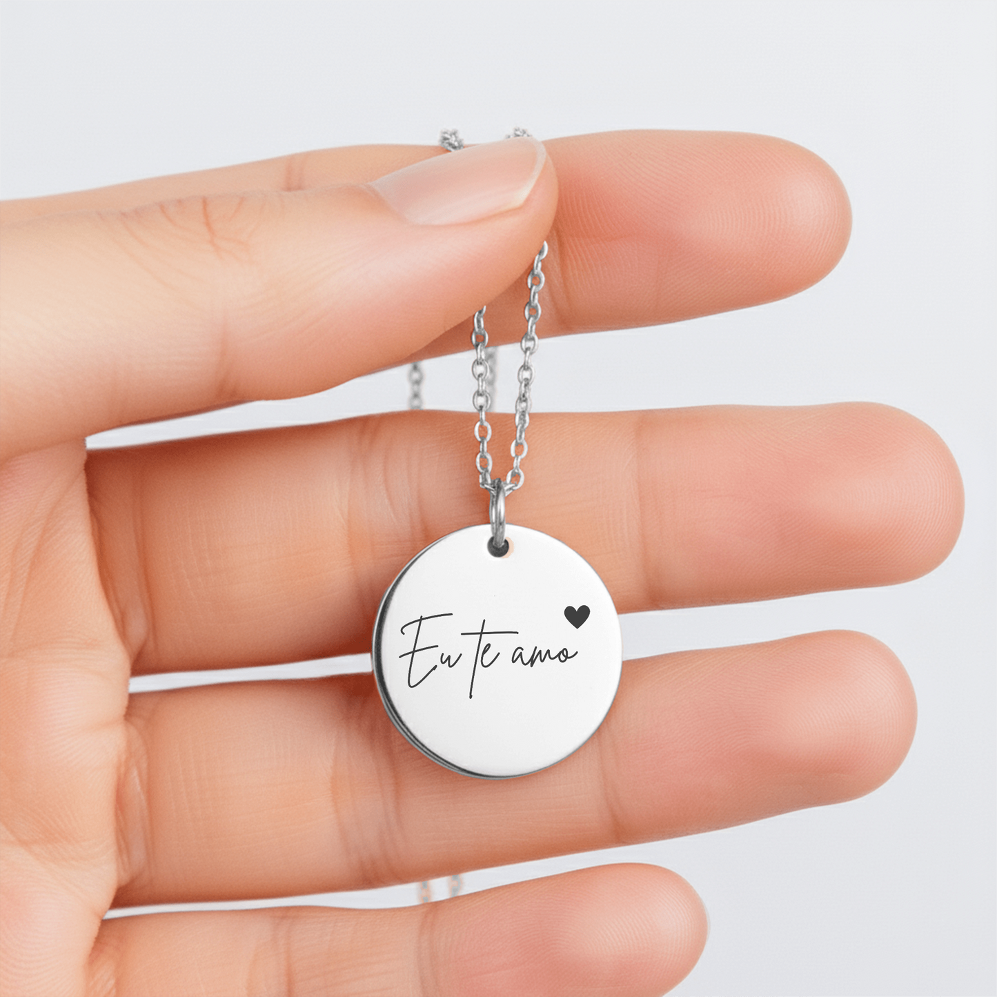 "Love you" Coin Necklace - Eu te amo (Portuguese)