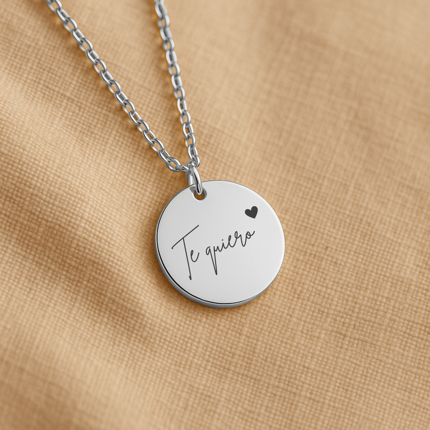 "Love you" Coin Necklace - Te quiero (Spanish)