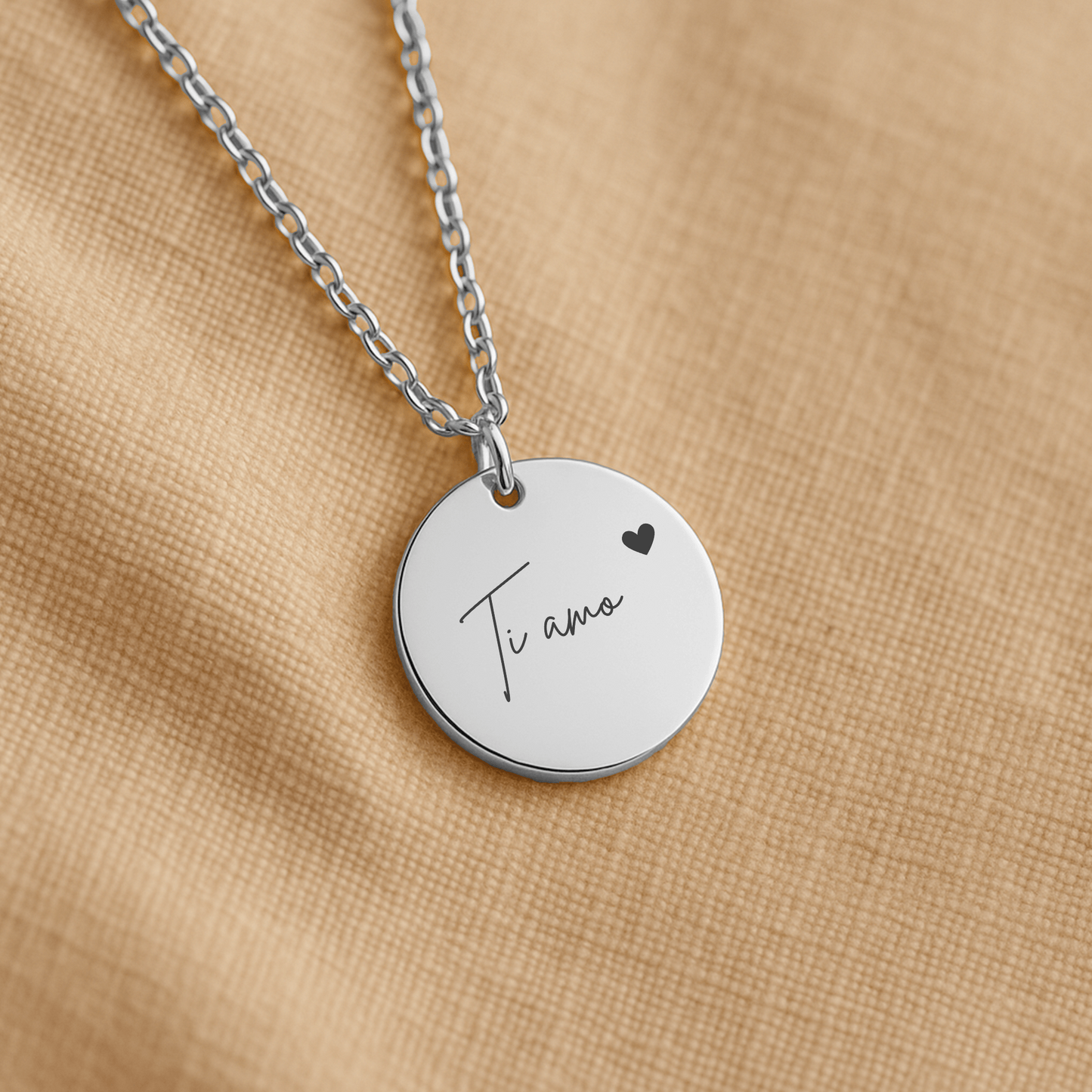 "Love you" Coin Necklace - Ti amo (Italian)